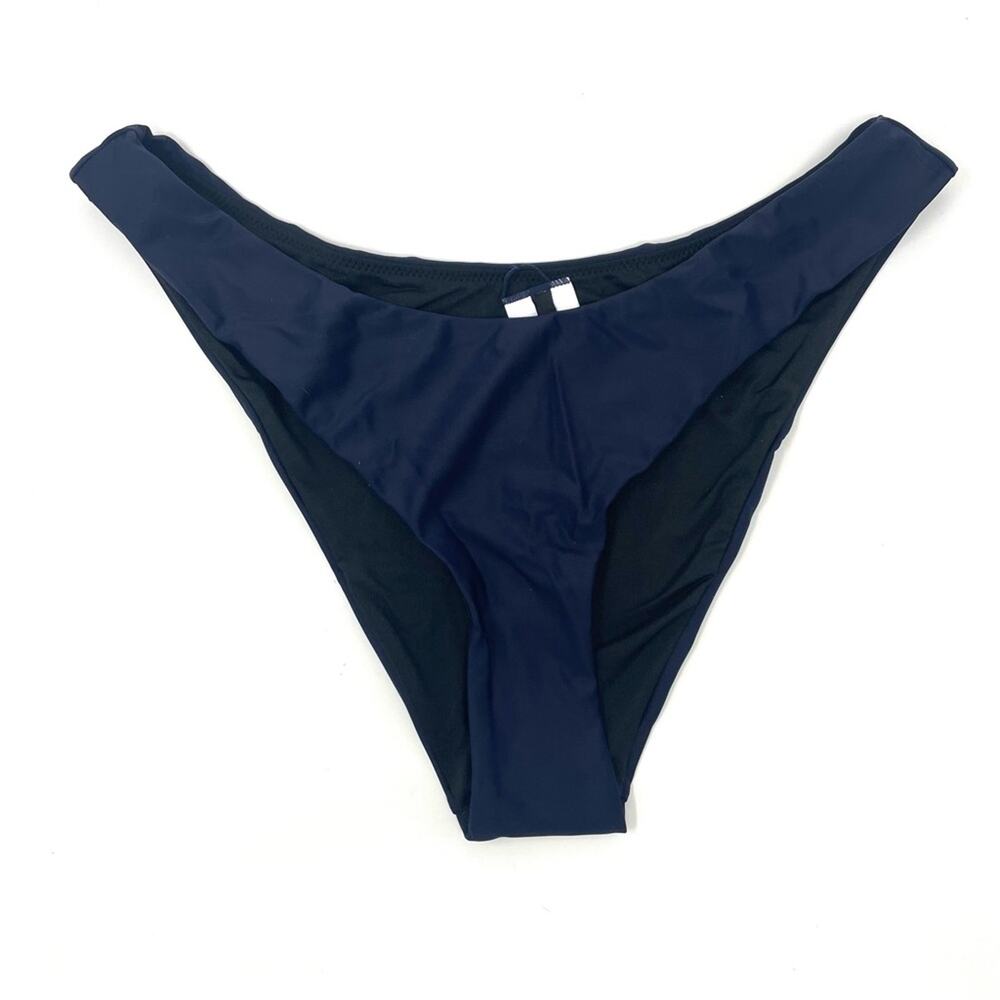 J. Crew Curved-waist Cheeky Bikini Bottom Navy Blue Women's Medium BC125 $59